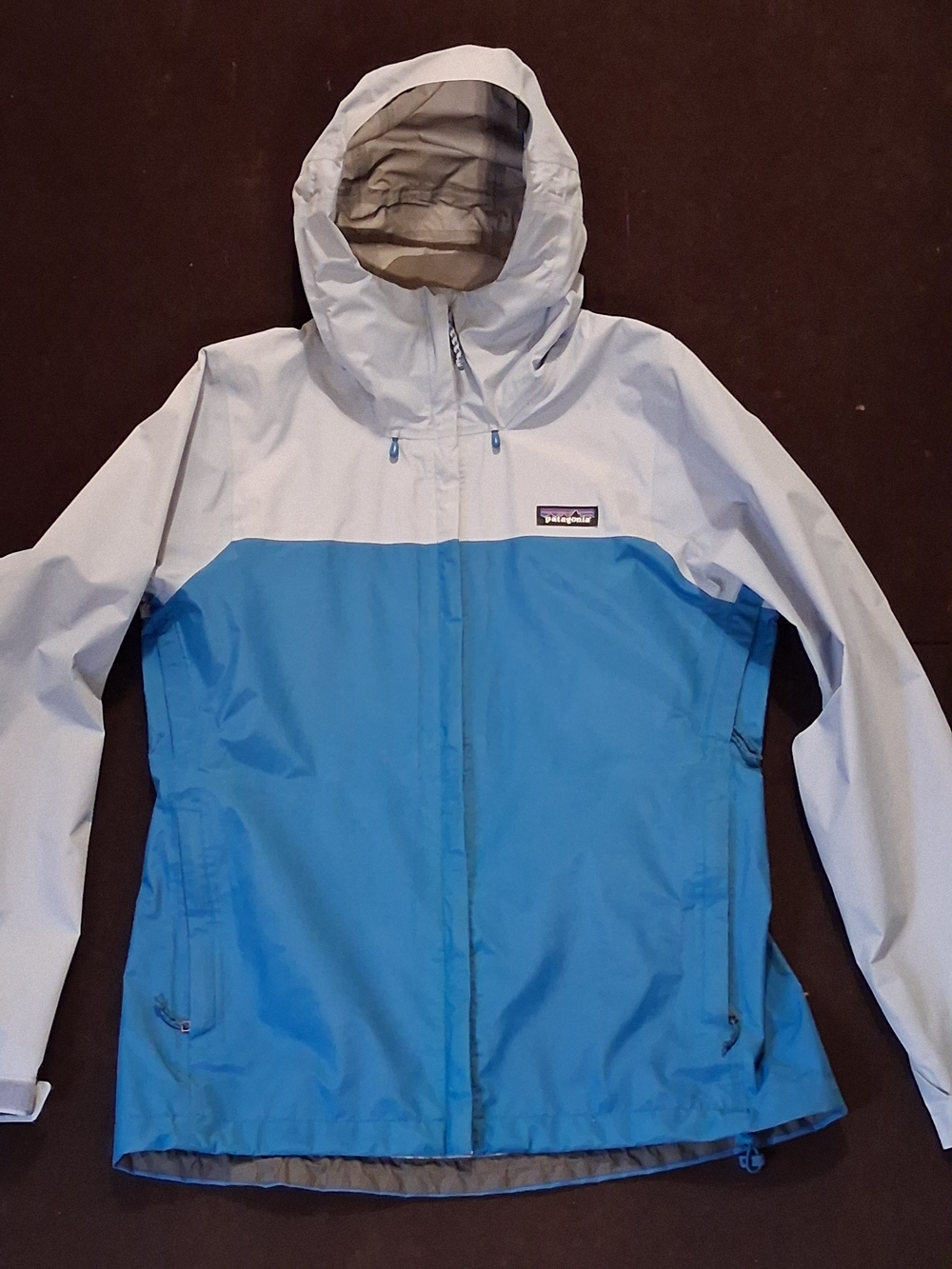 Patagonia Women's Grey and Blue Hooded Ski Jacket